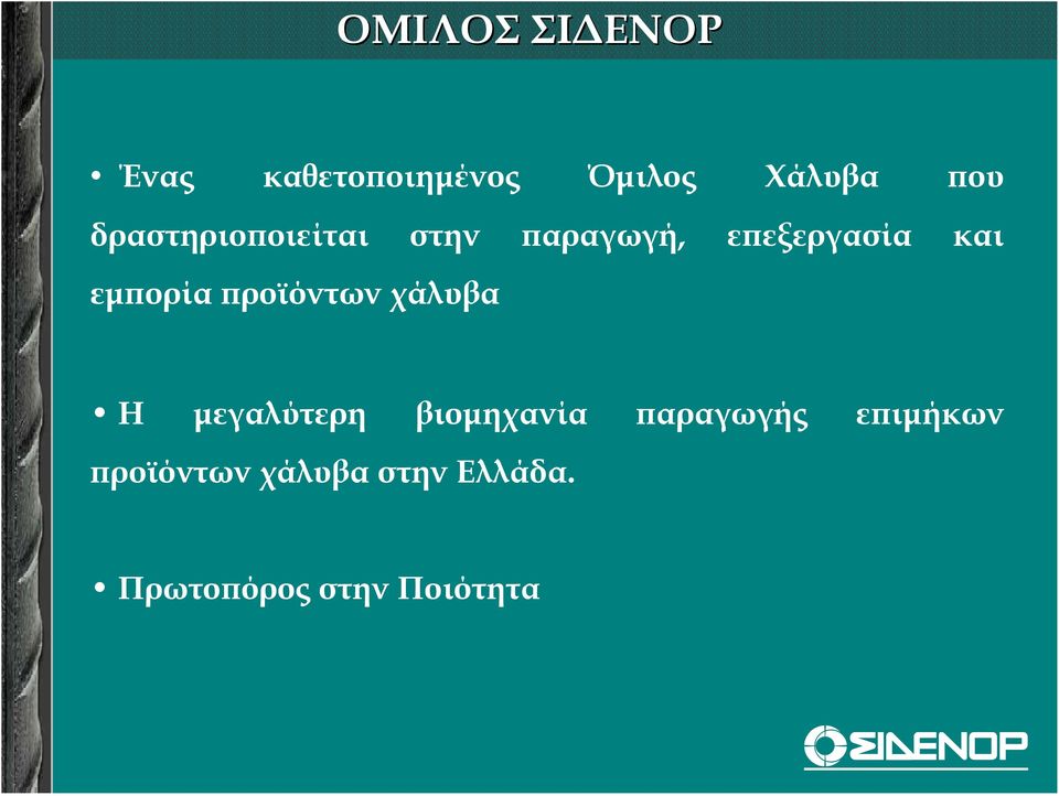 προϊόντων χάλυβα Η µεγαλύτερη βιοµηχανία παραγωγής