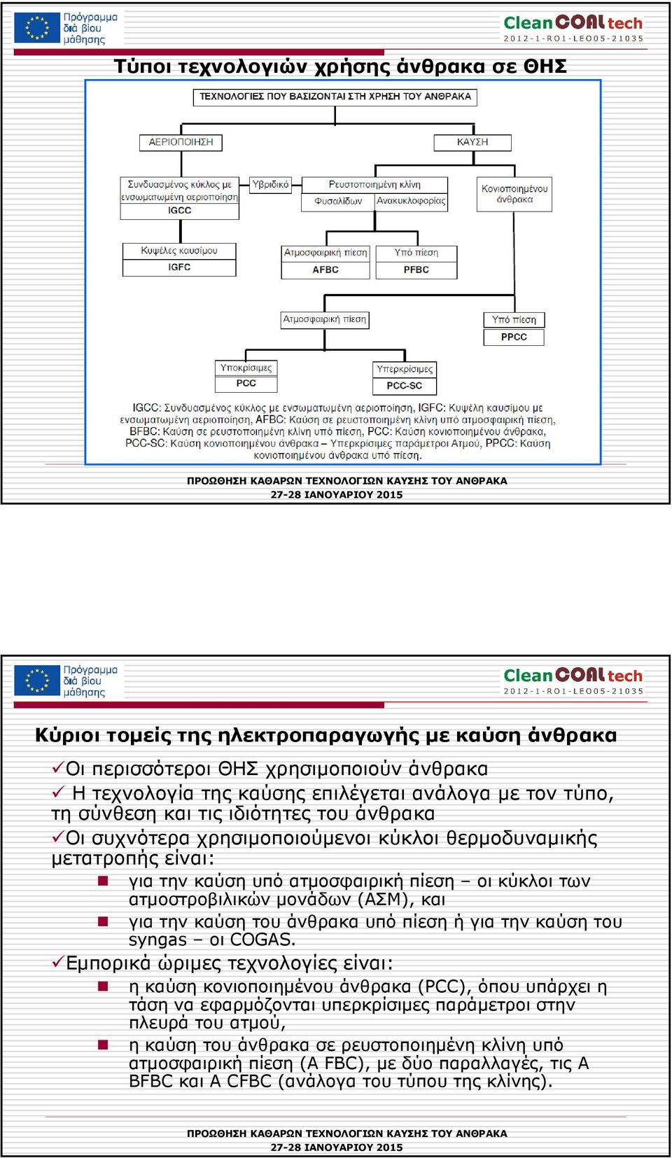 (ΑΣΜ), και για την καύση του άνθρακα υπό πίεση ή για την καύση του syngas οι COGAS.