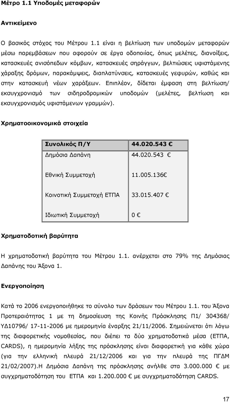 δρόμων, παρακάμψεις, διαπλατύνσεις, κατασκευές γεφυρών, καθώς και στην κατασκευή νέων χαράξεων.