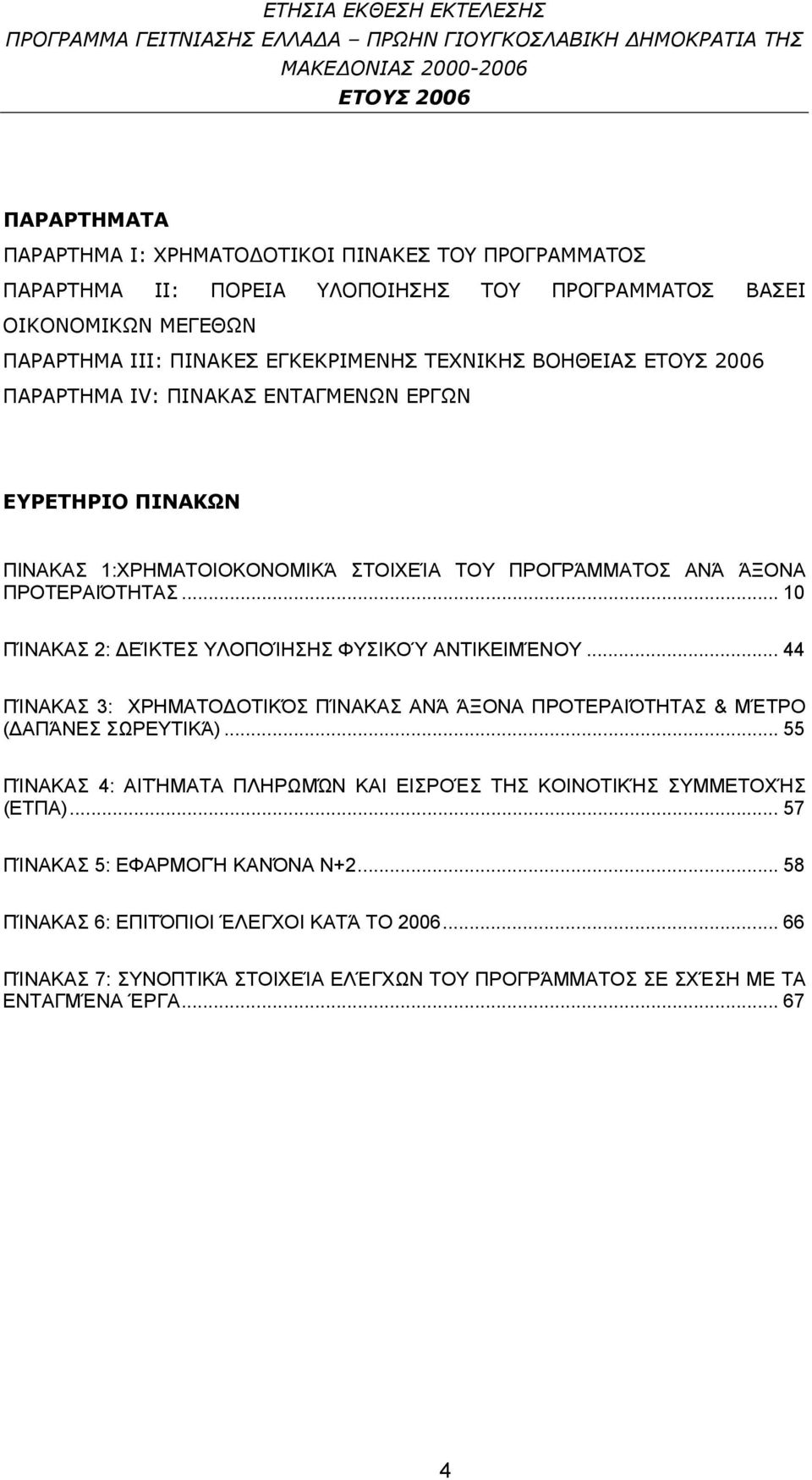 1:ΧΡΗΜΑΤΟΙΟΚΟΝΟΜΙΚΆ ΣΤΟΙΧΕΊΑ ΤΟΥ ΠΡΟΓΡΆΜΜΑΤΟΣ ΑΝΆ ΆΞΟΝΑ ΠΡΟΤΕΡΑΙΌΤΗΤΑΣ... 10 ΠΊΝΑΚΑΣ 2: ΔΕΊΚΤΕΣ ΥΛΟΠΟΊΗΣΗΣ ΦΥΣΙΚΟΎ ΑΝΤΙΚΕΙΜΈΝΟΥ.