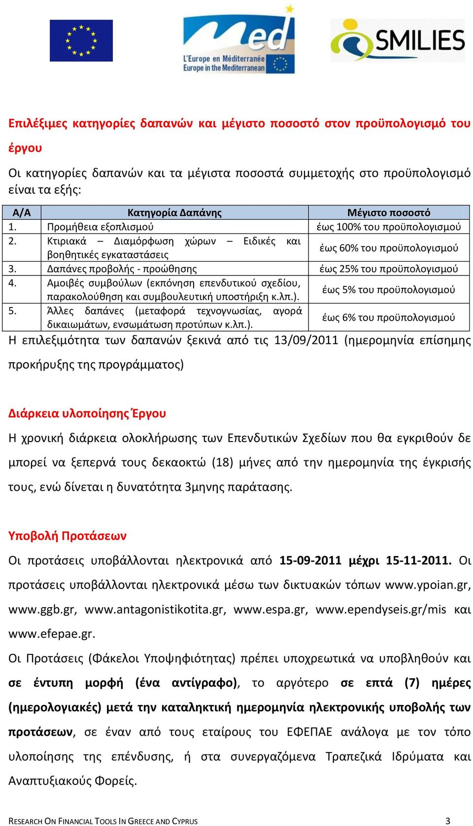 Δαπάνεσ προβολισ - προϊκθςθσ ζωσ 25% του προχπολογιςμοφ 4. Αμοιβζσ ςυμβοφλων (εκπόνθςθ επενδυτικοφ ςχεδίου, παρακολοφκθςθ και ςυμβουλευτικι υποςτιριξθ κ.λπ.). ζωσ 5% του προχπολογιςμοφ 5.