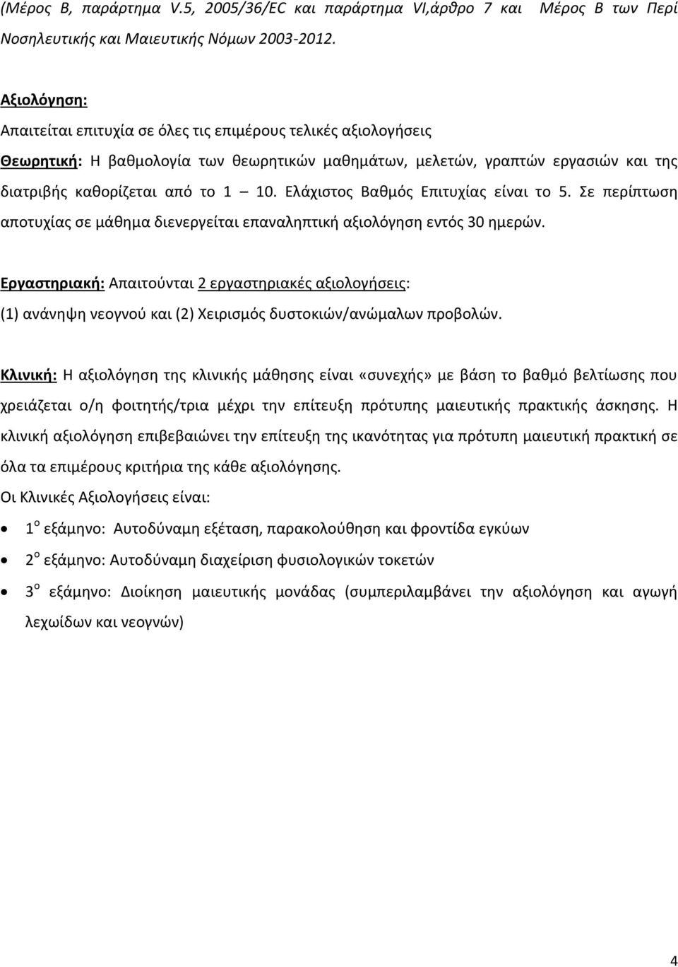από το 1 10. Ελάχιστος Βαθμός Επιτυχίας είναι το 5. Σε περίπτωση αποτυχίας σε μάθημα διενεργείται επαναληπτική αξιολόγηση εντός 30 ημερών.