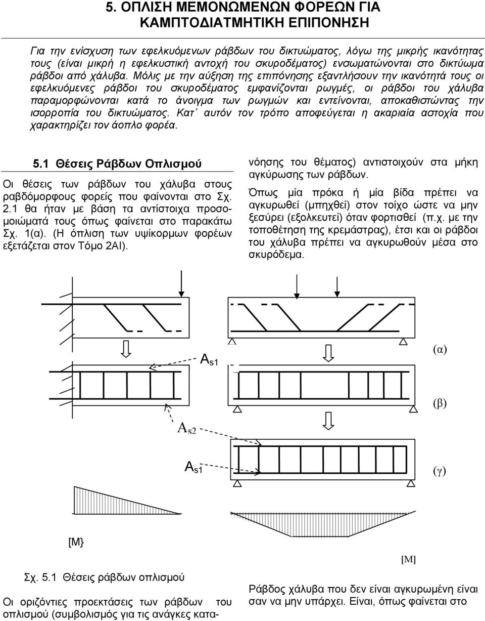 Μόλις με την αύξηση της επιπόνησης εξαντλήσουν την ικανότητά τους οι εφελκυόμενες ράβδοι του σκυροδέματος εμφανίζονται ρωγμές, οι ράβδοι του χάλυβα παραμορφώνονται κατά το άνοιγμα των ρωγμών και