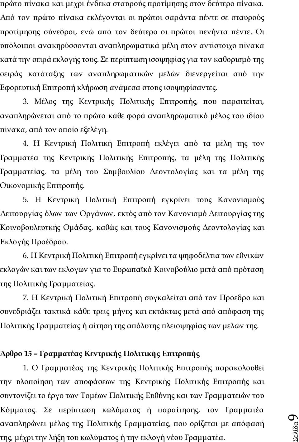 Οι υπόλοιποι ανακηρύσσονται αναπληρωματικά μέλη στον αντίστοιχο πίνακα κατά την σειρά εκλογής τους.