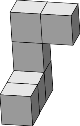 15. Anne has glued some cubes together, as shown. She rotates the solid to look at it from different angles. Which of the following can she not see? Η Anne κόλλησε κάποιους κύβους μαζί, όπως φαίνεται.