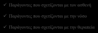 Παράγοντες που επηρεάζουν τον κίνδυνο ΦΘ σε ασθενείς με νεοπλασίες Παράγοντες που σχετίζονται