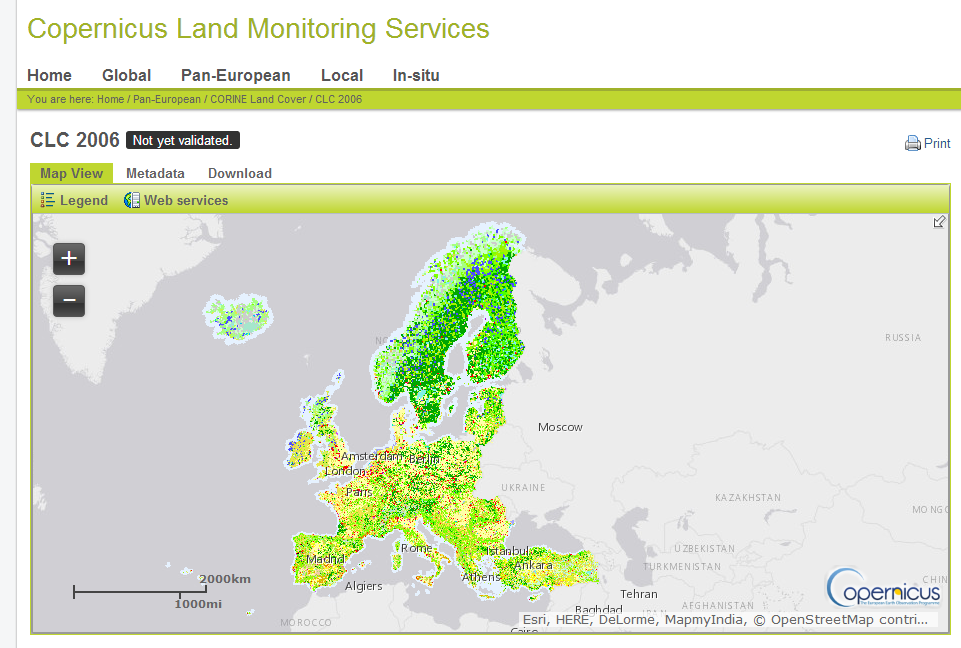 Corine Land Cover 2006 & 2012 Δωρεάν διάθεση δεδομένων Από την ΕΚΧΑ Α.Ε. http://gis.ktimanet.
