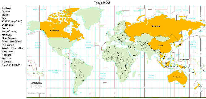 Memorandum of Understanding on Port State Control in the Asia-Pacific Region (Tokyo MOU), signed in Tokyo (Japan) on 2 December 1993 Australia, Canada, China,