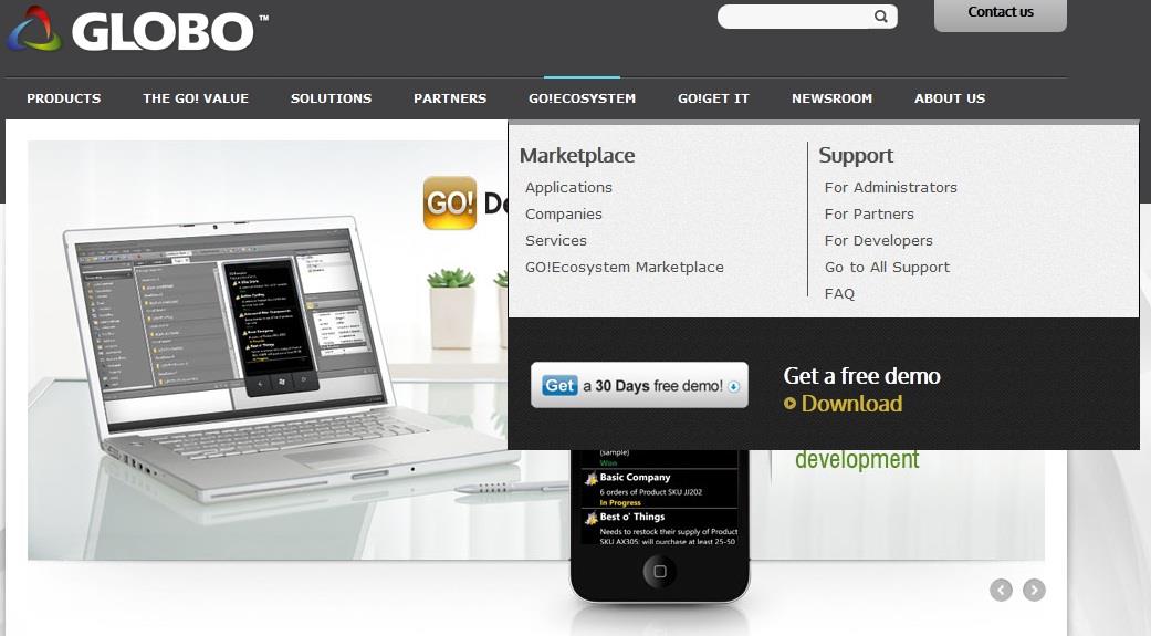 Κατά τη διάρκεια του sprint o πελάτης αναφέρεται στη χρήση tall menu κατά την πλοήγηση που ακολουθεί ο ανταγωνιστής τους RIM στον επίσημο διαδικτυακό κόμβο blackberry.com.