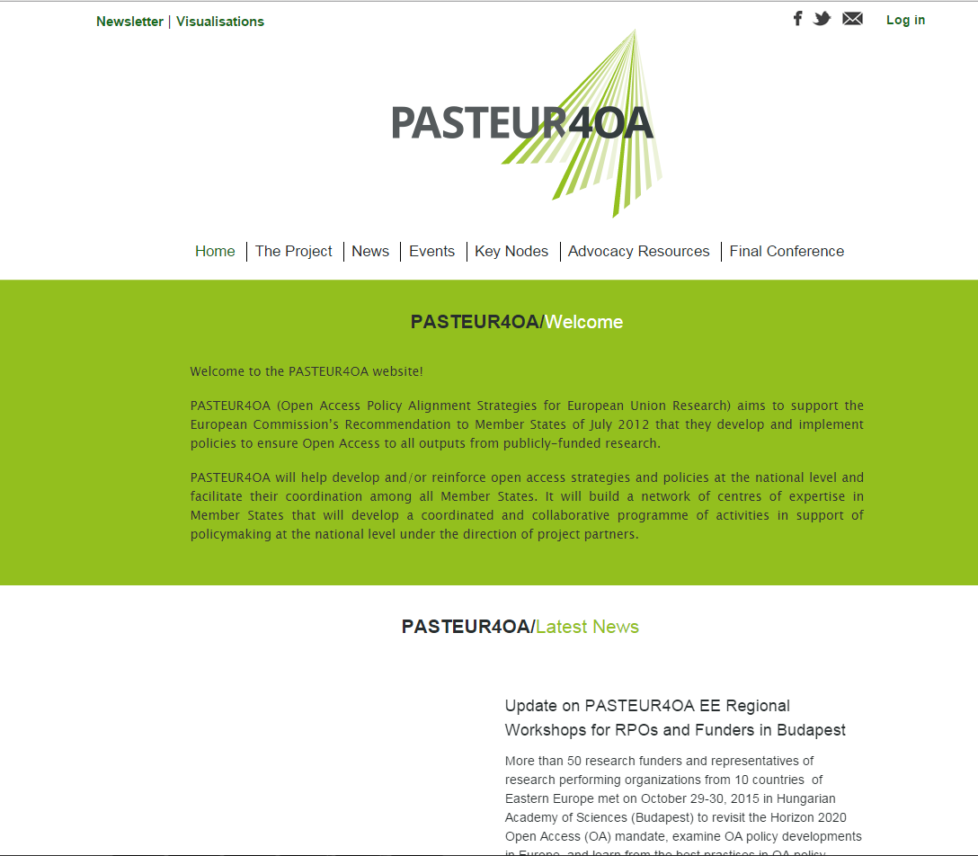 PASTEUR4OA: Συντονισμένες πολιτικές ανοικτής πρόσβασης ΕΚΤ συντονιστής consortium Ανάπτυξη πολιτικών που