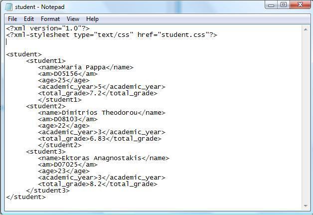 Άσκηση 1: Well-Formed XML Documents & CSS (2/3)