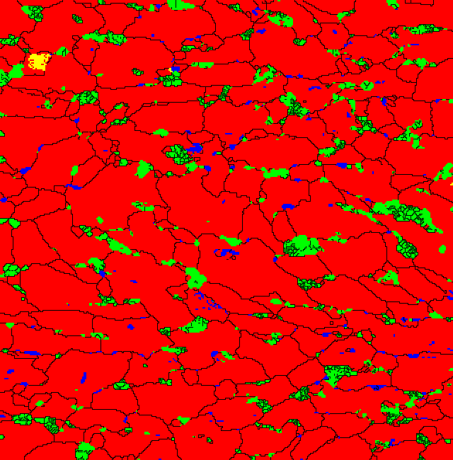 ΔΟΚΙΜΙΟ C2(3mins) =20 µm; Phases; Step=0,2 µm; Grid320x325 Εικόνα 6-85: Χάρτης απεικόνισης των φάσεων που ανιχνεύθηκαν με την τεχνική EBSD.