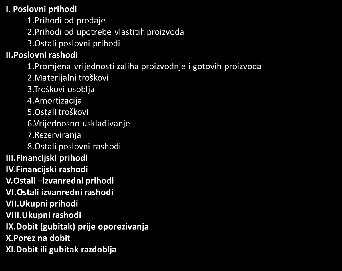 7. RAČUN DOBITI I GUBITKA (IZVJEŠTAJ O DOBITI) Izvještaj koji korisnicima daje informacije o uspjehu trgovačkog društva unutar obračunskog razdoblja.