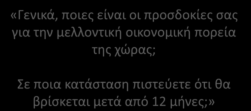 «Γενικά, ποιες είναι οι προσδοκίες σας για την μελλοντική οικονομική πορεία