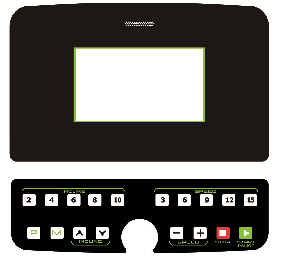 7. Οδηγίες για την κονσόλα (1) Πίνακας LCD οθόνη Πλήκτρα άμεσης κλίσης Πλήκτρα άμεσης ταχύτητας Program Start/pause Mode Incline Speed Stop 1.