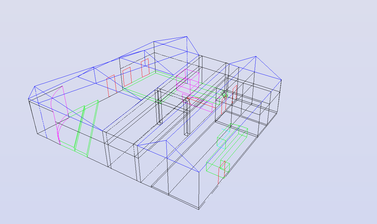 Σχήμα 4.1.6 Τρισδιάστατη Μορφή ΔΕΣΠΟΤΙΚΟ Υπολογίσαμε ότι η αίθουσα έχει συνολικό Όγκο V 1 = 610.5 m 3 και αποτελείται από : Τοίχο Συνολικού Εμβαδού St = 43.