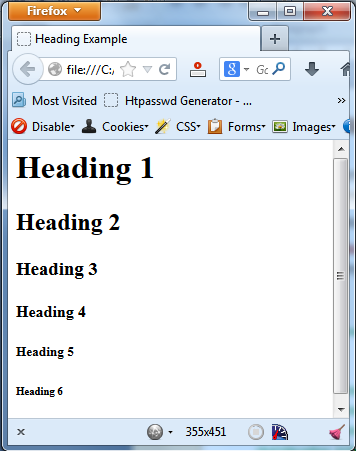 Επικεφαλίδες - Headings Για να εισάγουμε επικεφαλίδες (Headings) στην σελίδα μας χρησιμοποιούμε την ετικέτα: <hn>.</hn>, όπου n ακέραιος αριθμός μεταξύ του 1 και του 6.