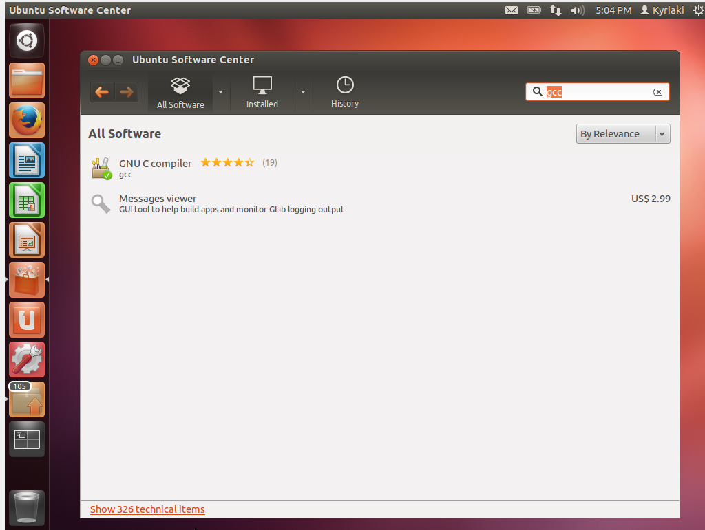 Ubuntu Software Center - 3 Ο μεταγλωττιστής gcc που θα χρησιμοποιήσουμε στη συνέχεια είναι ήδη