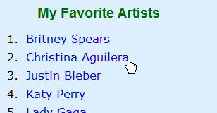 Exercise 5: File of Favorite Artists Instead of writing your own array of favorite artists, read them from a file, favorite.txt.