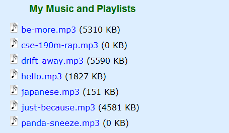 Exercise 7: MP3 Formatting Now let's format the MP3 links to look better.make each item display just the song file name, without the.../songs/ folder.
