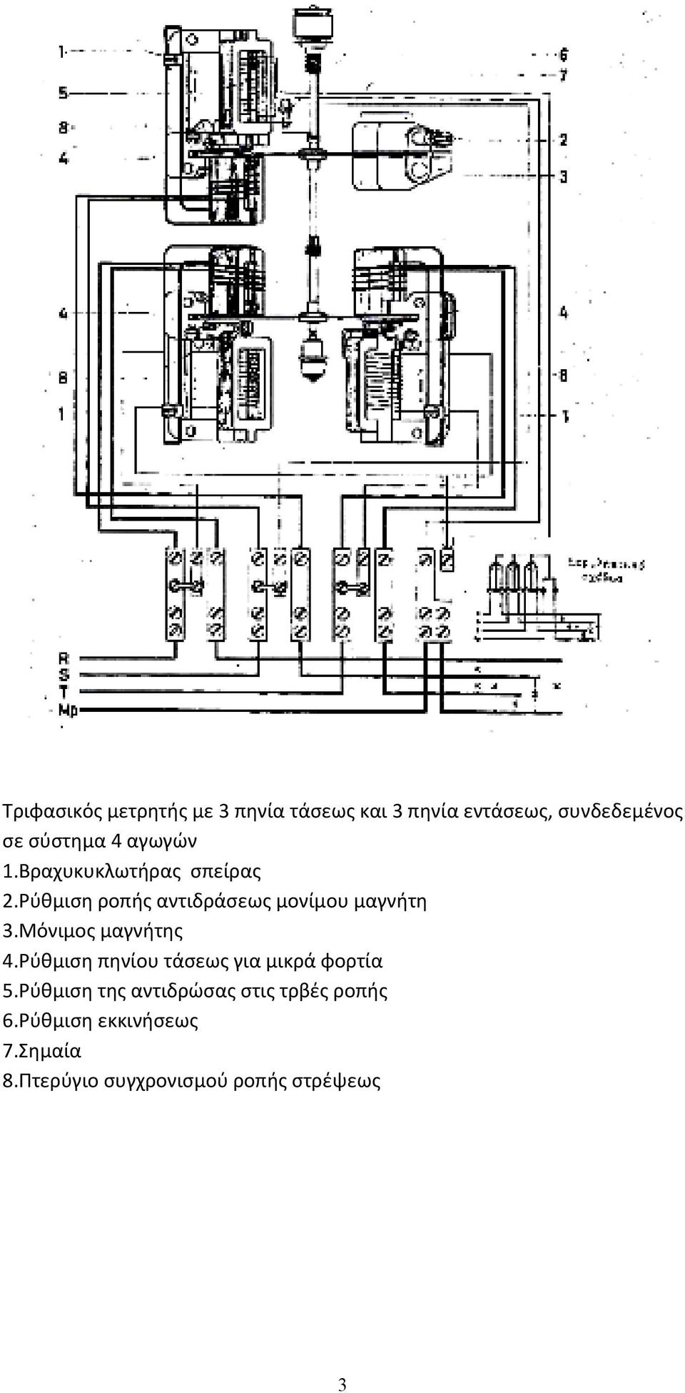 Μόνιμος μαγνήτης 4.Ρύθμιση πηνίου τάσεως για μικρά φορτία 5.
