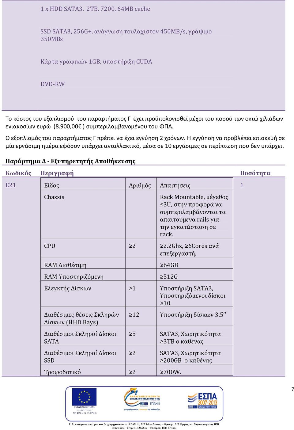 Η εγγύηση να προβλέπει επισκευή σε μία εργάσιμη ημέρα εφόσον υπάρχει ανταλλακτικό, μέσα σε 0 εργάσιμες σε περίπτωση που δεν υπάρχει.