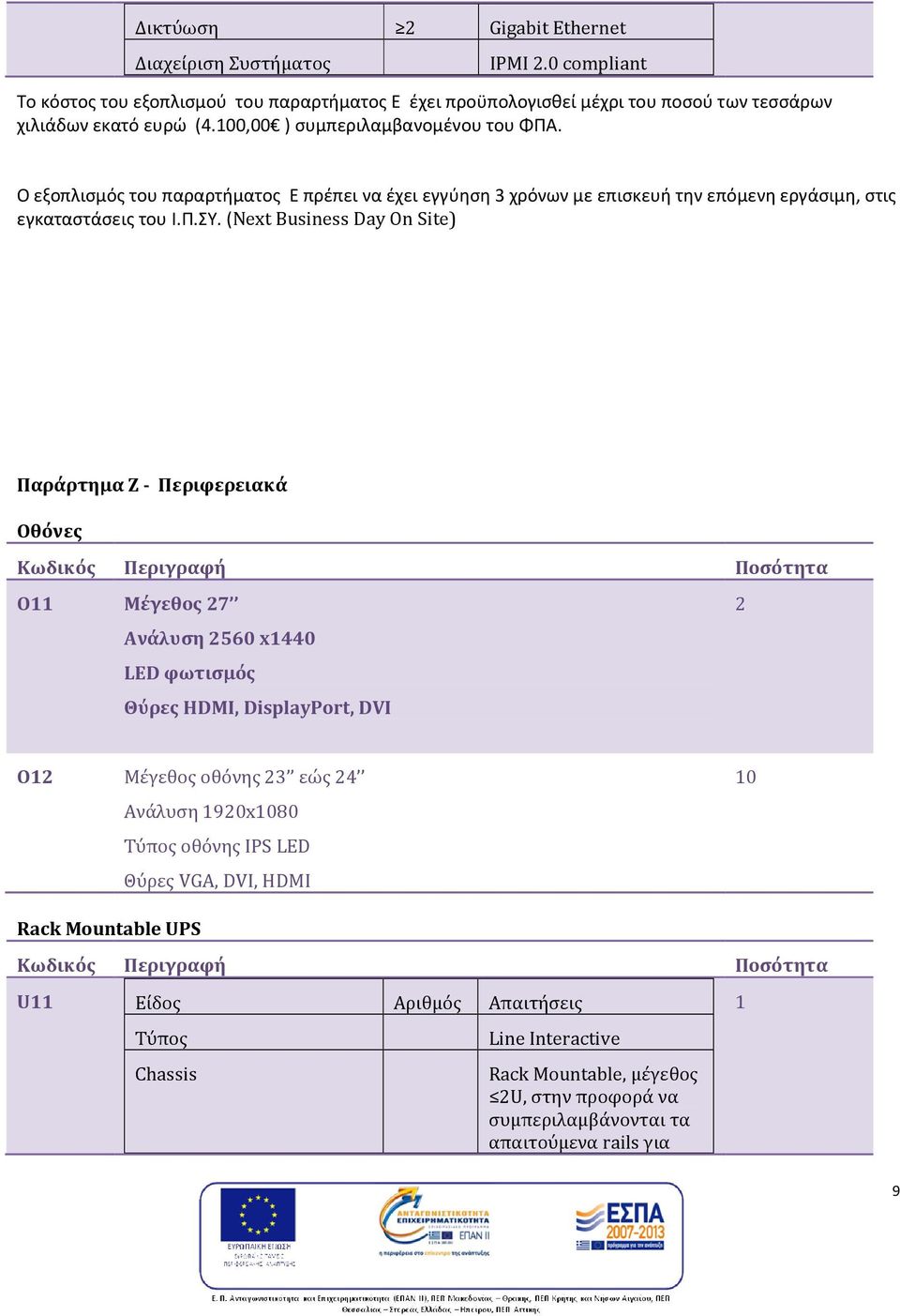 (Next Business Day On Site) Παράρτημα Ζ - Περιφερειακά Οθόνες Ο Μέγεθος 27 Ανάλυση 2560 x440 LED φωτισμός Θύρες HDMI, DisplayPort, DVI 2 O2 Μέγεθος οθόνης 23 εώς 24 Ανάλυση 920x080