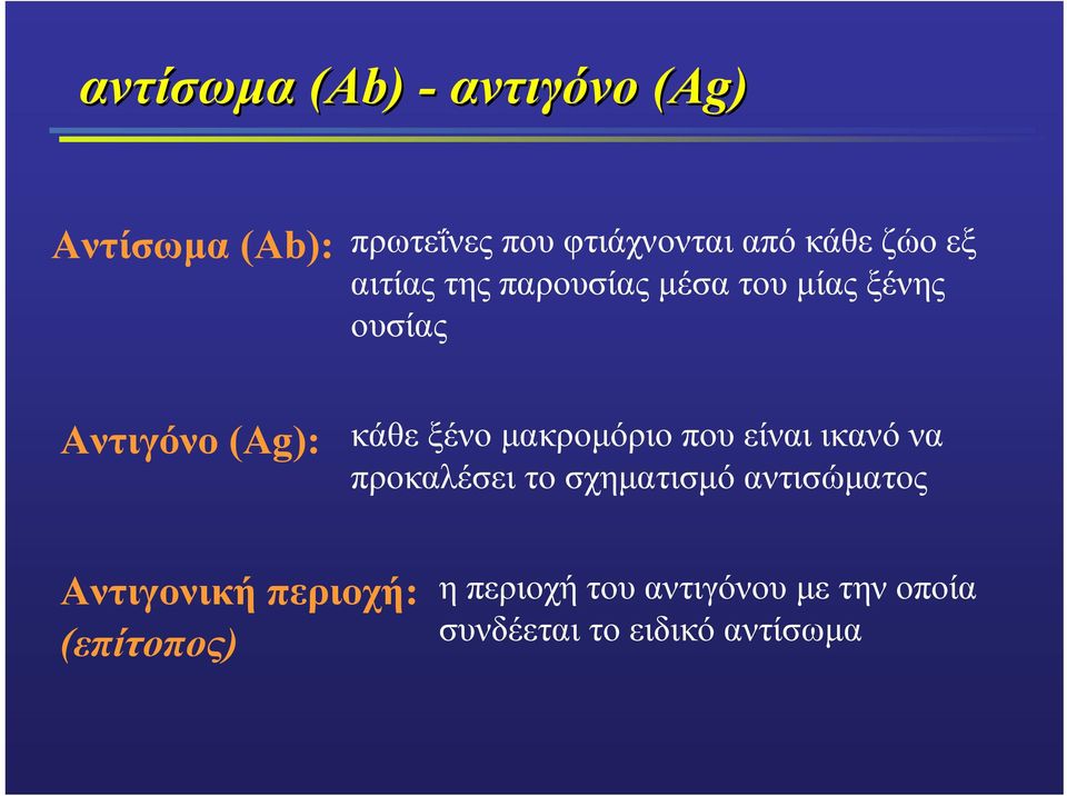 µακροµόριο που είναι ικανό να προκαλέσει το σχηµατισµό αντισώµατος Αντιγονική