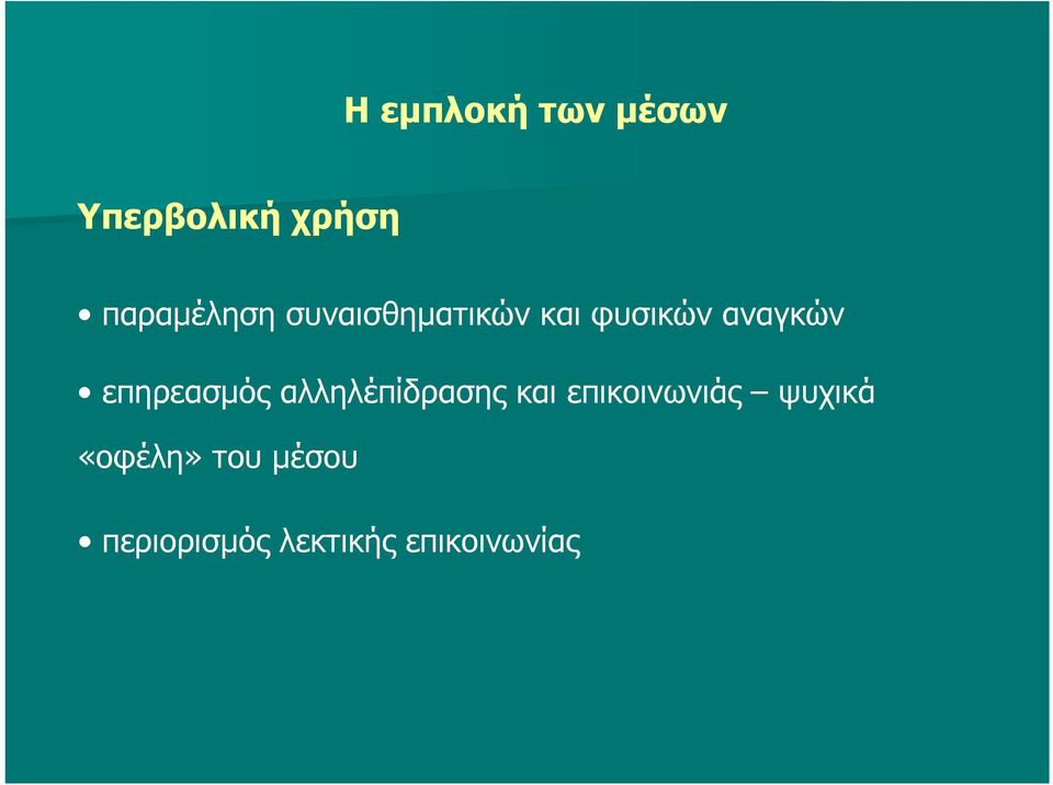 επηρεασμός αλληλέπίδρασης και επικοινωνιάς