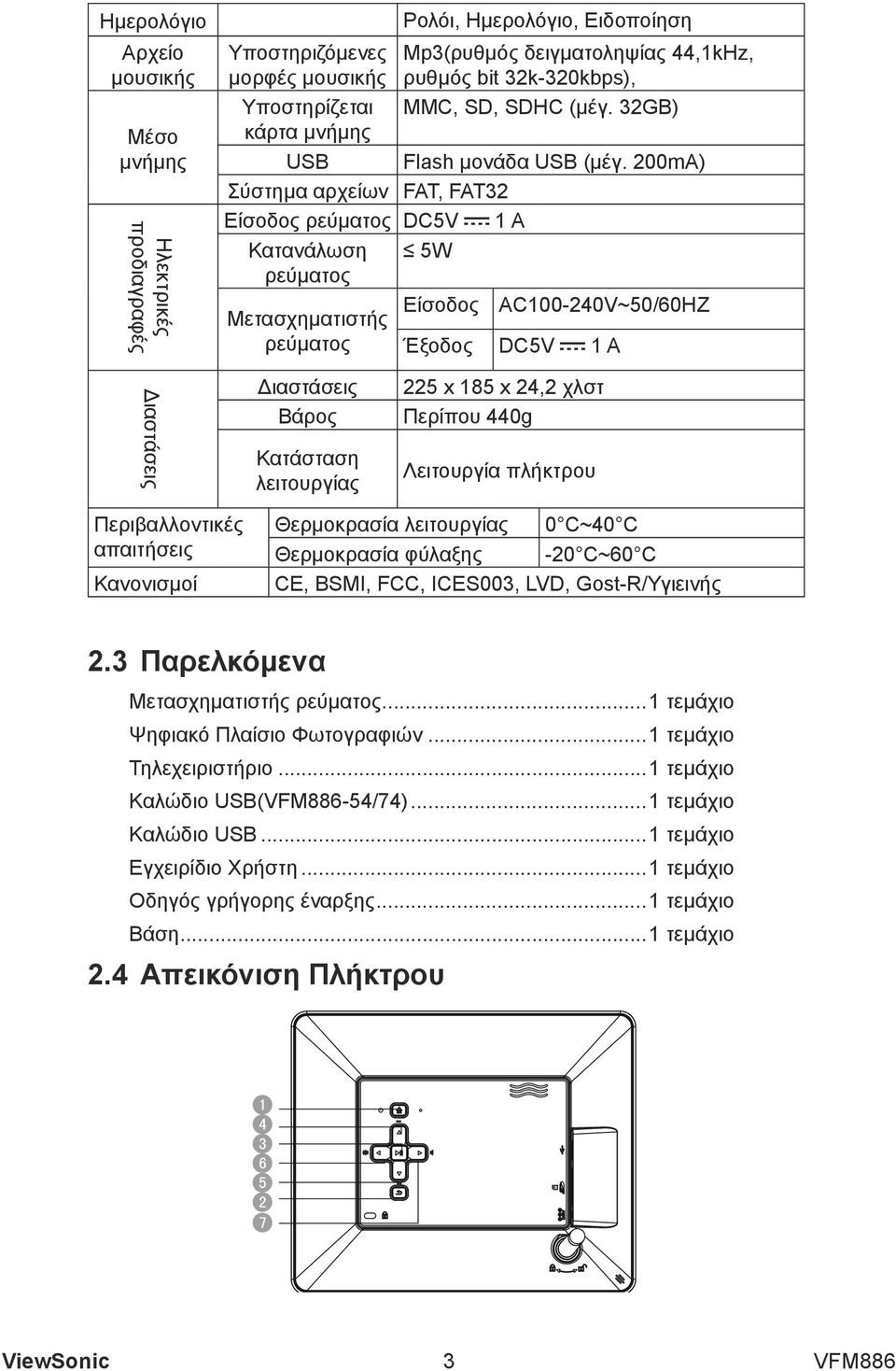 200mA) Σύστημα αρχείων FAT, FAT32 Είσοδος ρεύματος DC5V 1 A Κατανάλωση 5W ρεύματος Μετασχηματιστής ρεύματος Είσοδος AC100-240V~50/60HZ Έξοδος DC5V 1 A Διαστάσεις Διαστάσεις Βάρος Κατάσταση