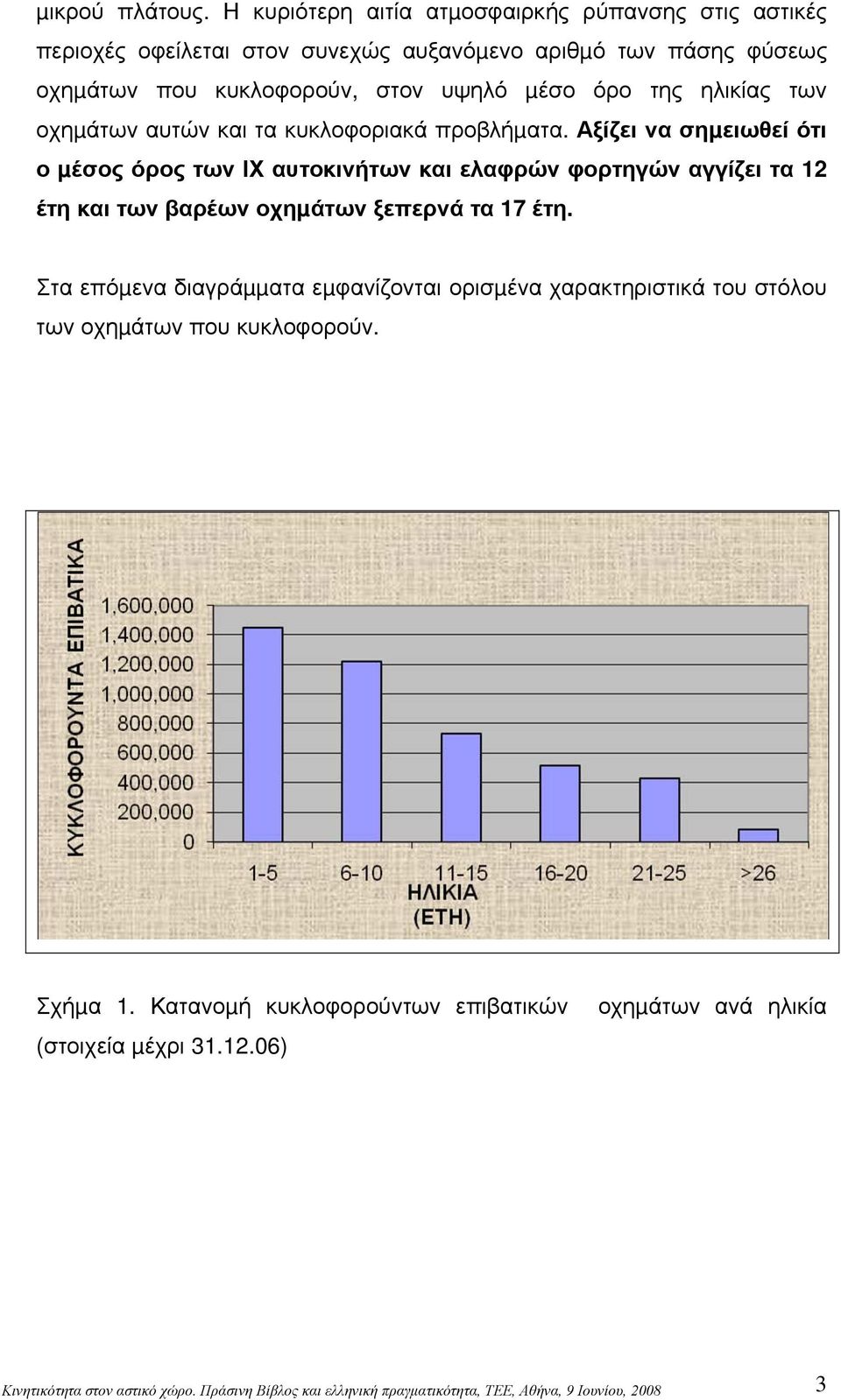 κυκλοφορούν, στον υψηλό µέσο όρο της ηλικίας των οχηµάτων αυτών και τα κυκλοφοριακά προβλήµατα.