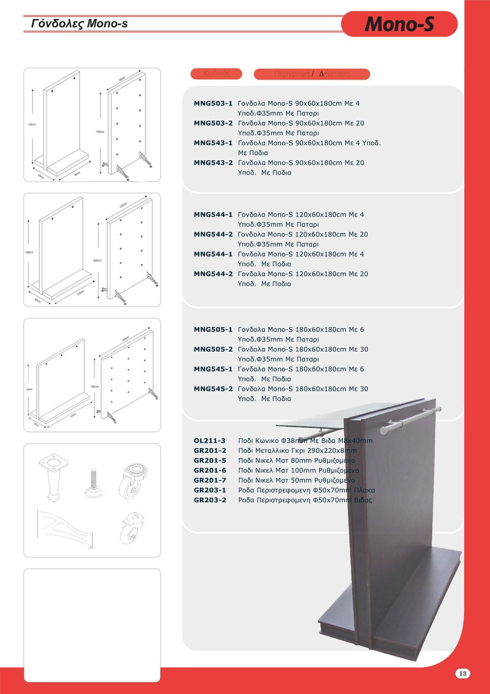 Με Ποδια MNG544-2 Γονδολα Mono-S 120x60x180cm Με 20 Υποδ. Με Ποδια MNG505-1 Γονδολα Mono-S 180x60x180cm Με 6 MNG505-2 Γονδολα Mono-S 180x60x180cm Με 30 MNG545-1 Γονδολα Mono-S 180x60x180cm Με 6 Υποδ.