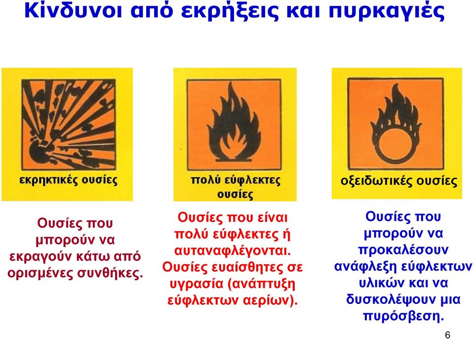 Ουσίες που είναι πολύ εύφλεκτες ή αυταναφλέγονται.