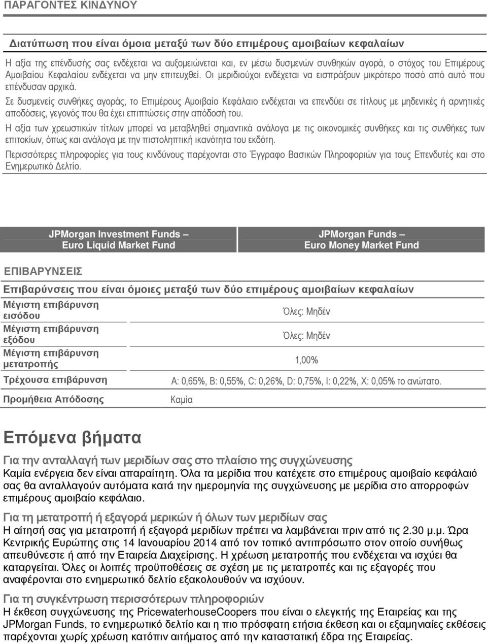 Σε δυσµενείς συνθήκες αγοράς, το Επιµέρους Αµοιβαίο Κεφάλαιο ενδέχεται να επενδύει σε τίτλους µε µηδενικές ή αρνητικές αποδόσεις, γεγονός που θα έχει επιπτώσεις στην απόδοσή του.
