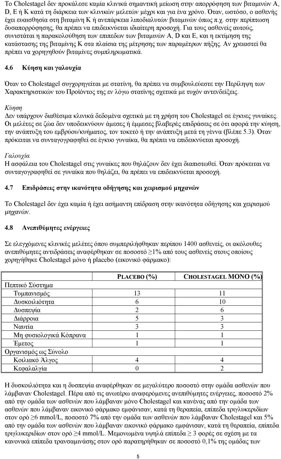 Για τους ασθενείς αυτούς, συνιστάται η παρακολούθηση των επιπεδων των βιταµινών A, D και E, και η εκτίµηση της κατάστασης της βιταµίνης K στα πλαίσια της µέτρησης των παραµέτρων πήξης.