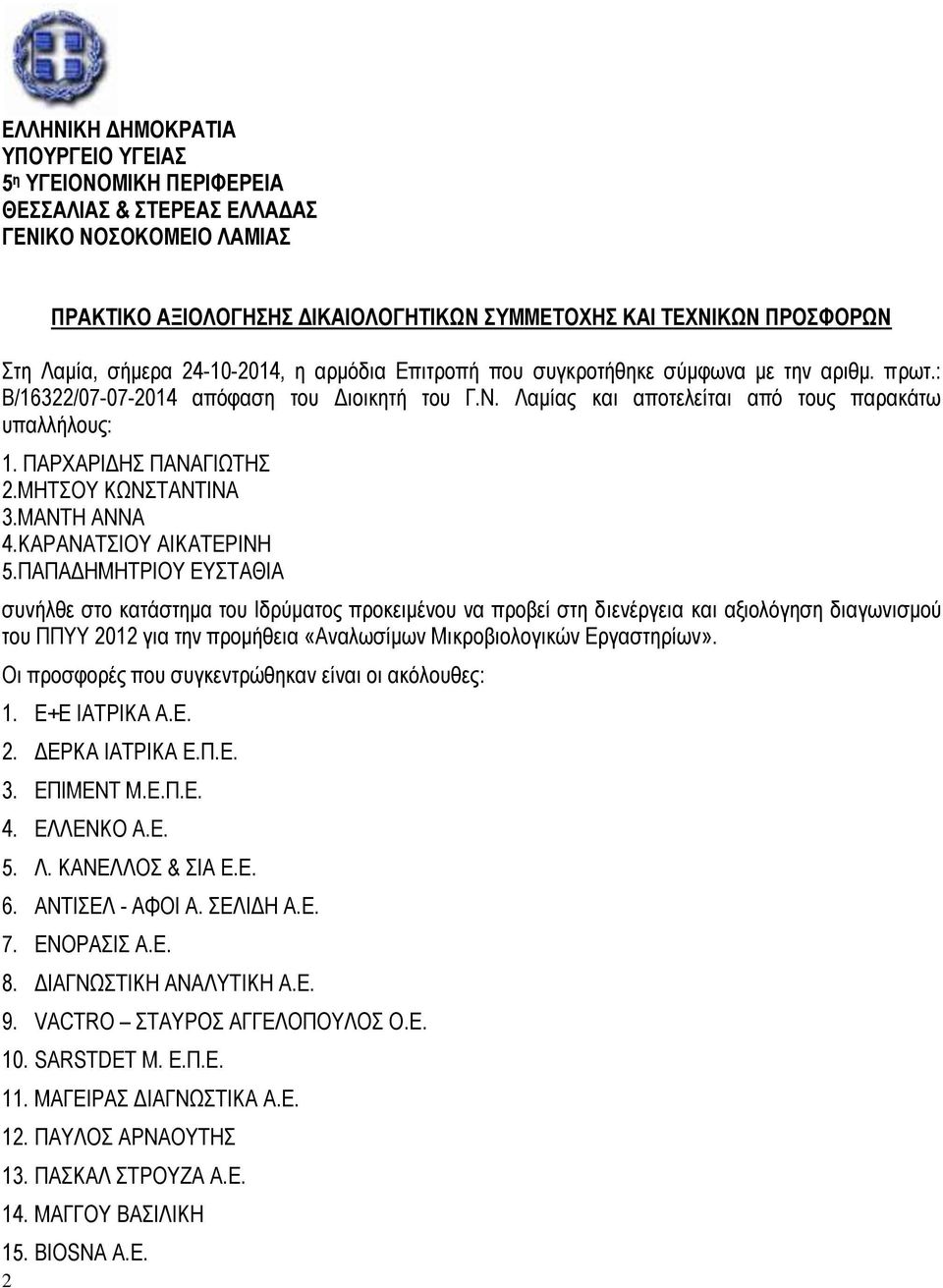 ΠΑΡΧΑΡΙΔΗΣ ΠΑΝΑΓΙΩΤΗΣ 2.ΜΗΤΣΟΥ ΚΩΝΣΤΑΝΤΙΝΑ 3.ΜΑΝΤΗ ΑΝΝΑ 4.ΚΑΡΑΝΑΤΣΙΟΥ ΑΙΚΑΤΕΡΙΝΗ 5.