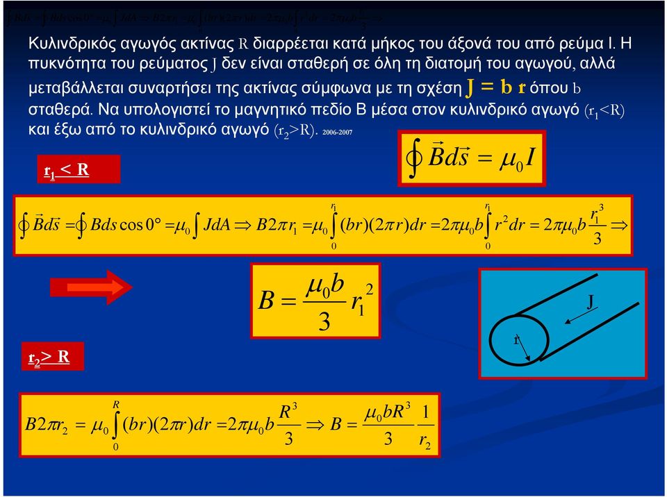 με τη σχέση J = b όπου b σταθερά.