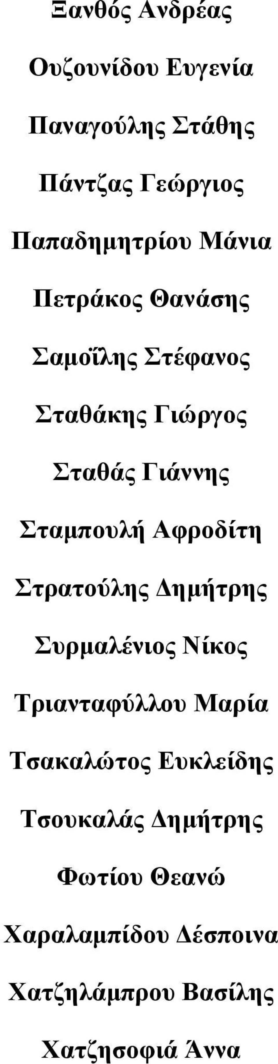 Αφροδίτη Στρατούλης Δηµήτρης Συρµαλένιος Νίκος Τριανταφύλλου Μαρία Τσακαλώτος