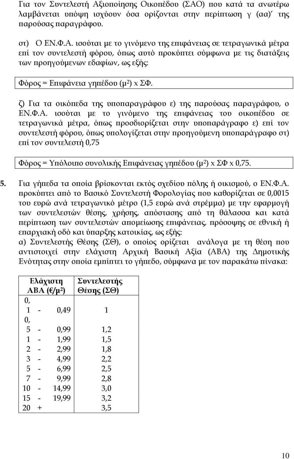 ) που κατά τα ανωτέρω λαμβάνεται υπόψη ισχύουν όσα ορίζονται στην περίπτωση γ (αα) της παρούσας παραγράφου. στ) Ο ΕΝ.Φ.Α.