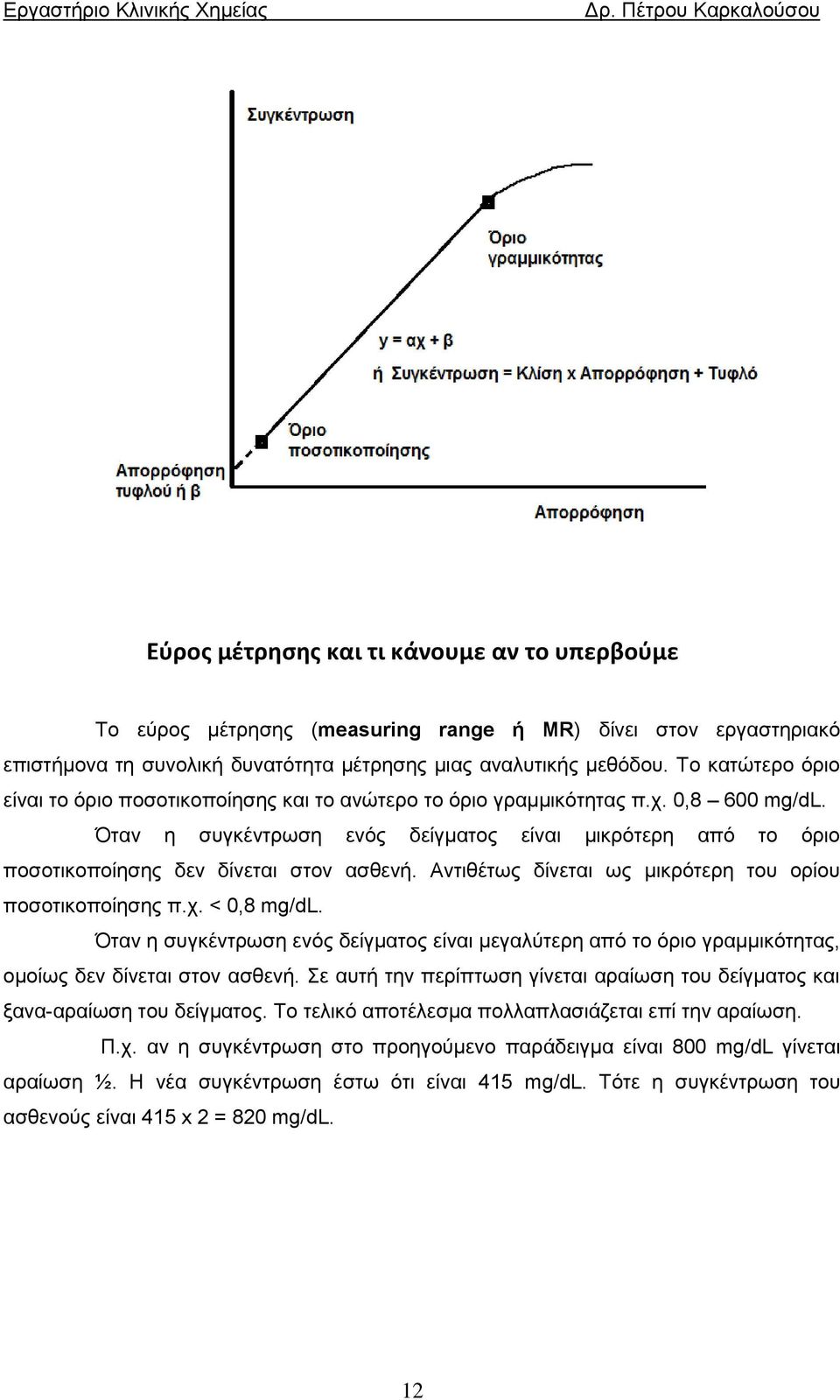 Όταν η συγκέντρωση ενός δείγματος είναι μικρότερη από το όριο ποσοτικοποίησης δεν δίνεται στον ασθενή. Αντιθέτως δίνεται ως μικρότερη του ορίου ποσοτικοποίησης π.χ. < 0,8 mg/dl.