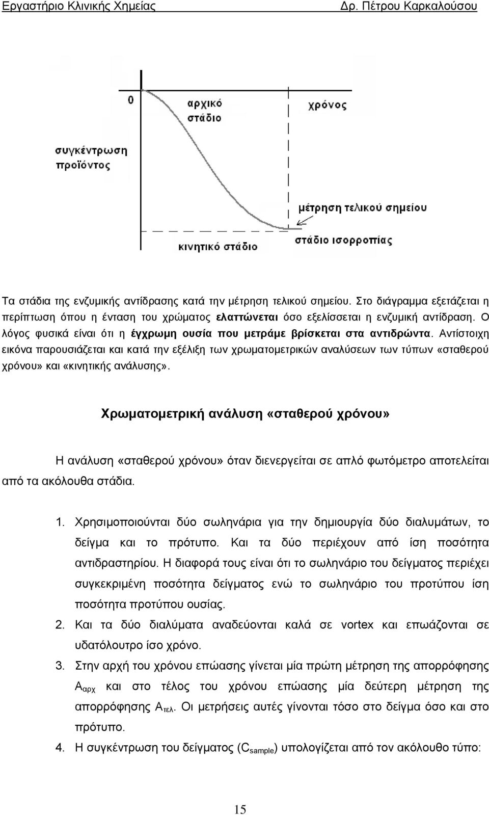Αντίστοιχη εικόνα παρουσιάζεται και κατά την εξέλιξη των χρωματομετρικών αναλύσεων των τύπων «σταθερού χρόνου» και «κινητικής ανάλυσης».