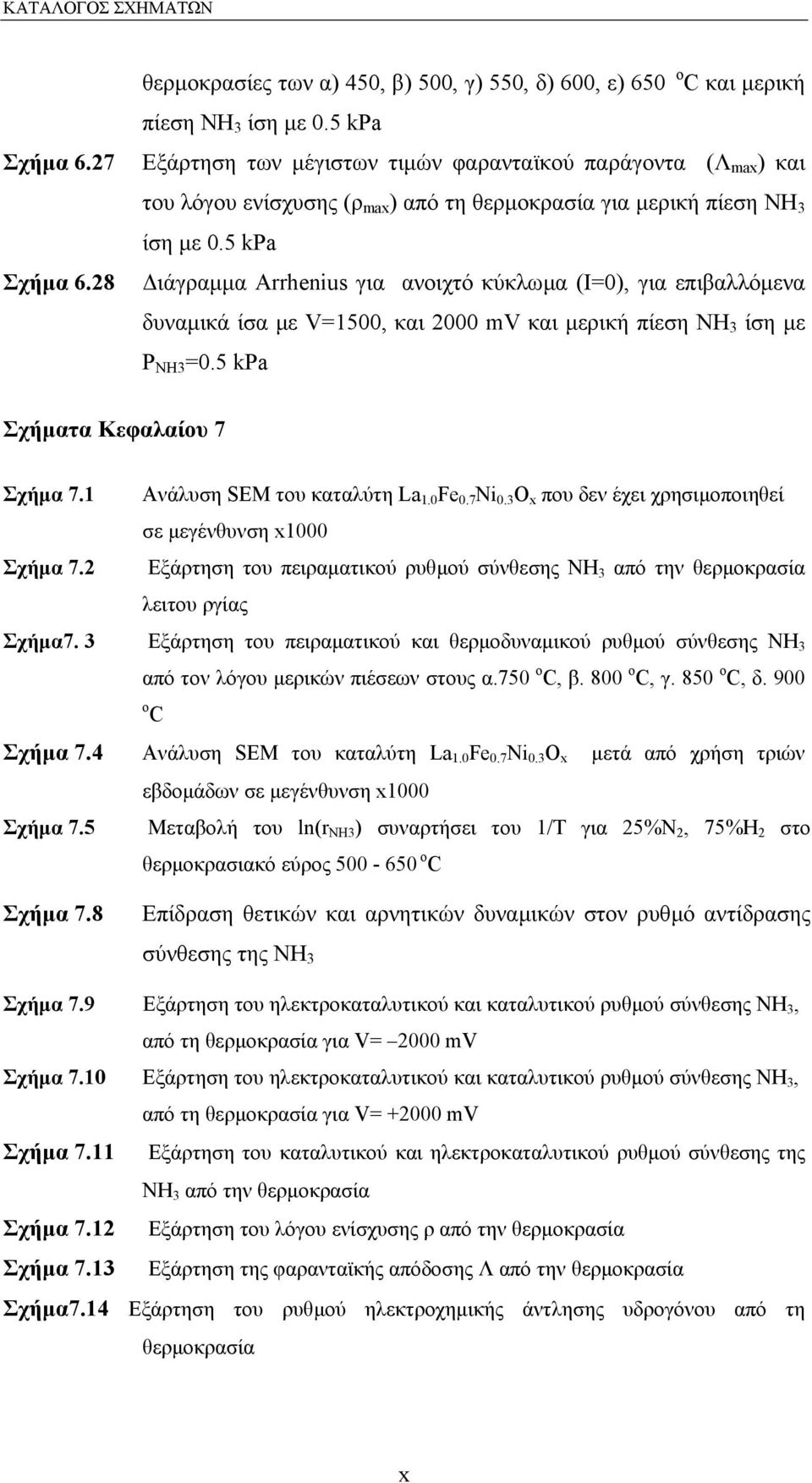 5 kpa ιάγραµµα Arrhenius για ανοιχτό κύκλωµα (I=0), για επιβαλλόµενα δυναµικά ίσα µε V=1500, και 2000 mv και µερική πίεση ΝΗ 3 ίση µε P NH3 =0.5 kpa Σχήµατα Κεφαλαίου 7 Σχήµα 7.1 Σχήµα 7.