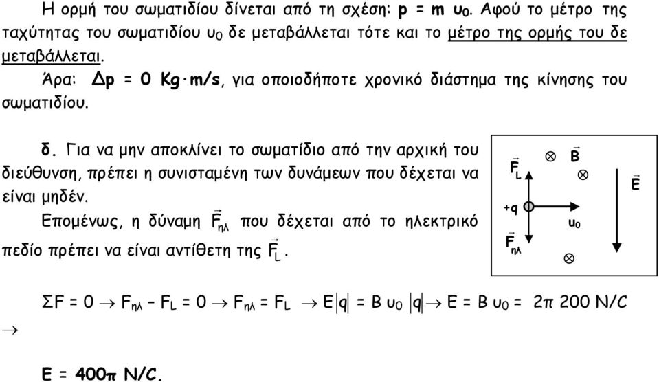 Άρα: p = 0 Kg m/s, για οποιοδήποτε χρονικό δι