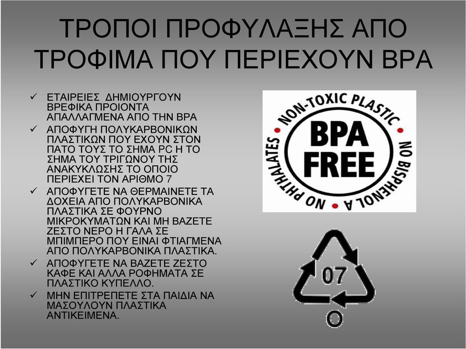 ΘΕΡΜΑΙΝΕΤΕ ΤΑ ΟΧΕΙΑ ΑΠΟ ΠΟΛΥΚΑΡΒΟΝΙΚΑ ΠΛΑΣΤΙΚΑ ΣΕ ΦΟΥΡΝΟ ΜΙΚΡΟΚΥΜΑΤΩΝ ΚΑΙ ΜΗ ΒΑΖΕΤΕ ΖΕΣΤΟΝΕΡΟΗΓΑΛΑΣΕ ΜΠΙΜΠΕΡΟ ΠΟΥ ΕΙΝΑΙ ΦΤΙΑΓΜΕΝΑ ΑΠΟ