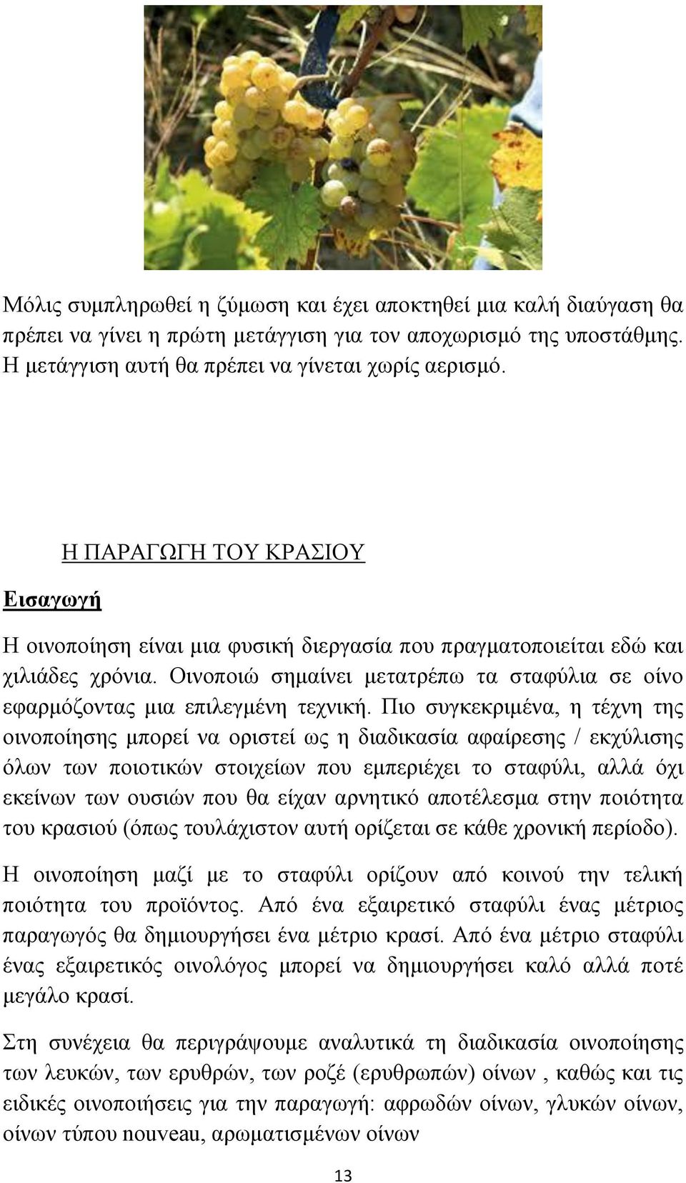 Οινοποιώ σημαίνει μετατρέπω τα σταφύλια σε οίνο εφαρμόζοντας μια επιλεγμένη τεχνική.