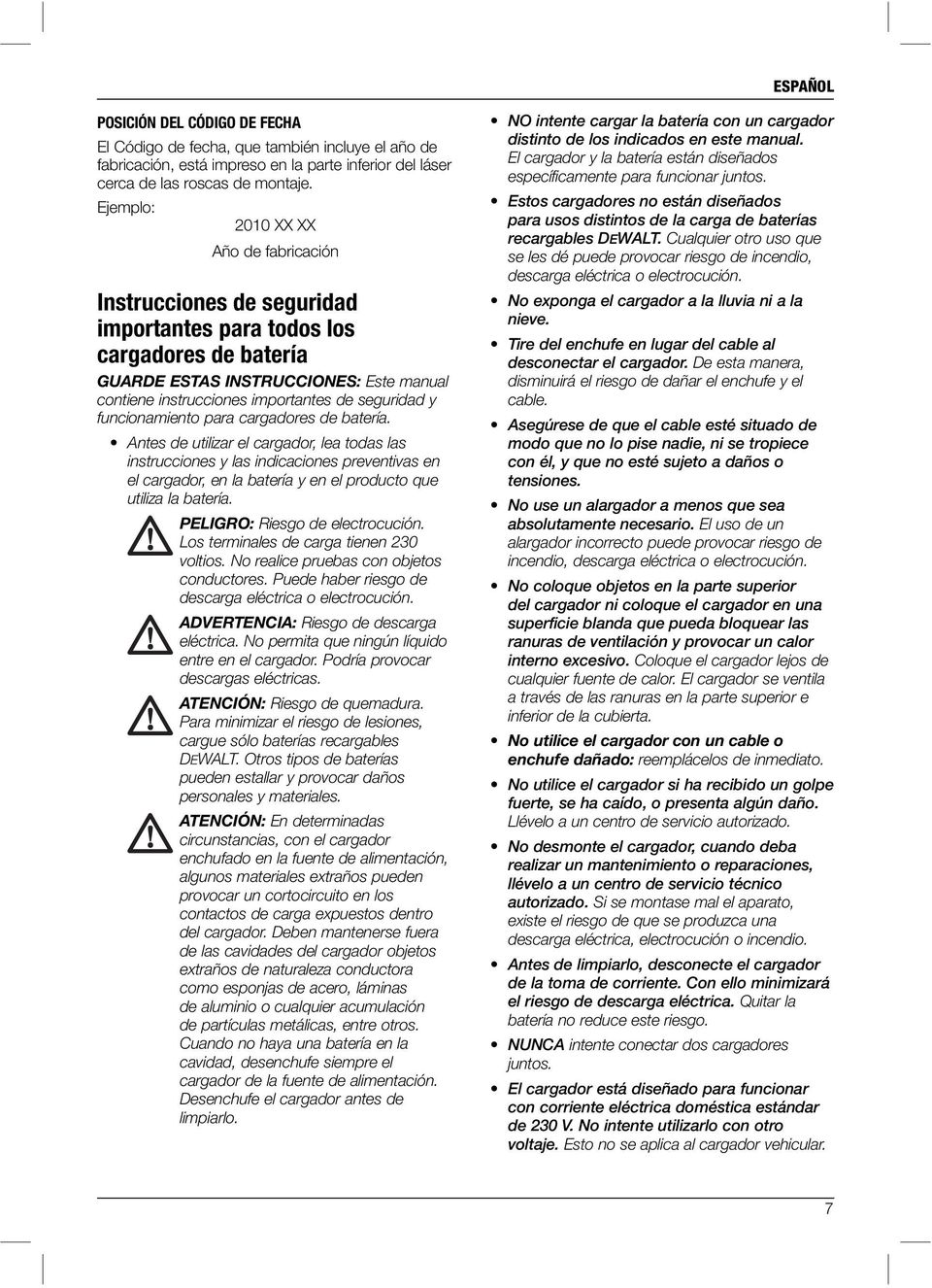 seguridad y funcionamiento para cargadores de batería.