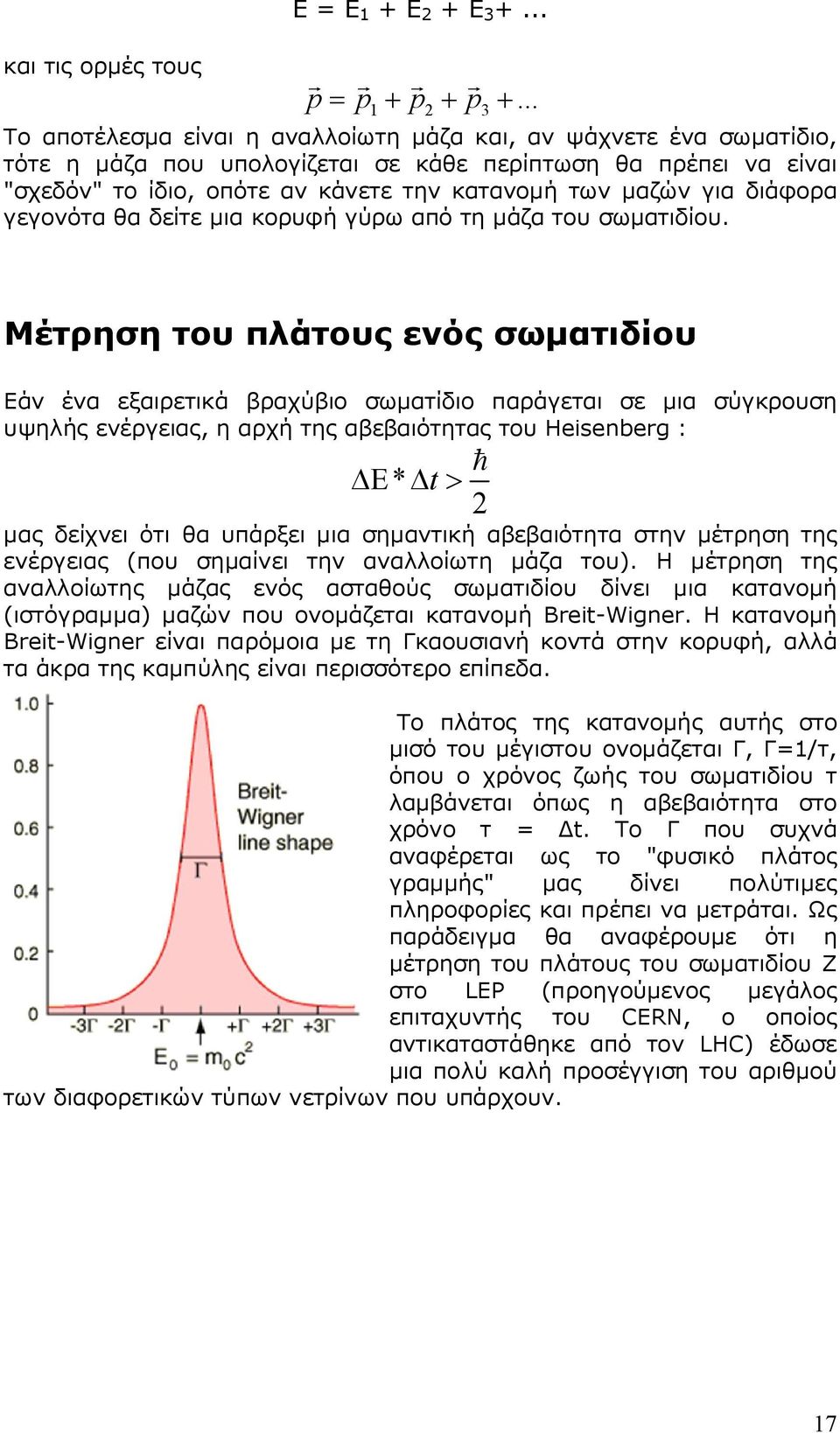 διάφορα γεγονότα θα δείτε μια κορυφή γύρω από τη μάζα του σωματιδίου.