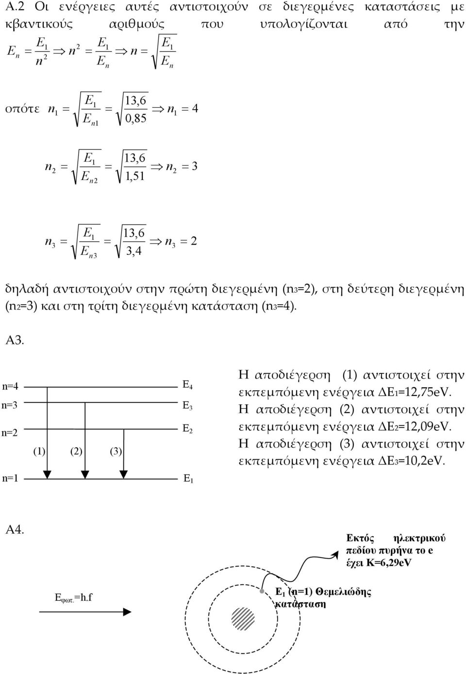 3 () () (3) 3 H αποδιέγερση () αντιστοιχεί στην εκπεµπόµενη ενέργεια ΔΕ,75eV.