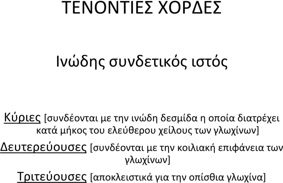 των γλωχίνων] Δευτερεύουσες [συνδέονται με την κοιλιακή