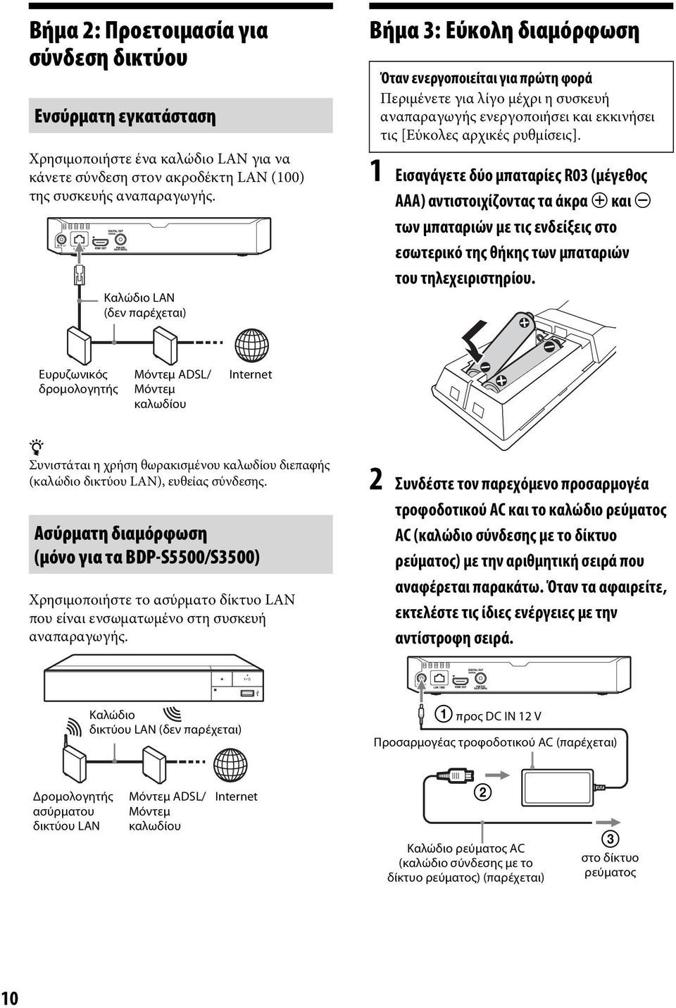 1 Εισαγάγετε δύο μπαταρίες R03 (μέγεθος AAΑ) αντιστοιχίζοντας τα άκρα 3 και # των μπαταριών με τις ενδείξεις στο εσωτερικό της θήκης των μπαταριών του τηλεχειριστηρίου.